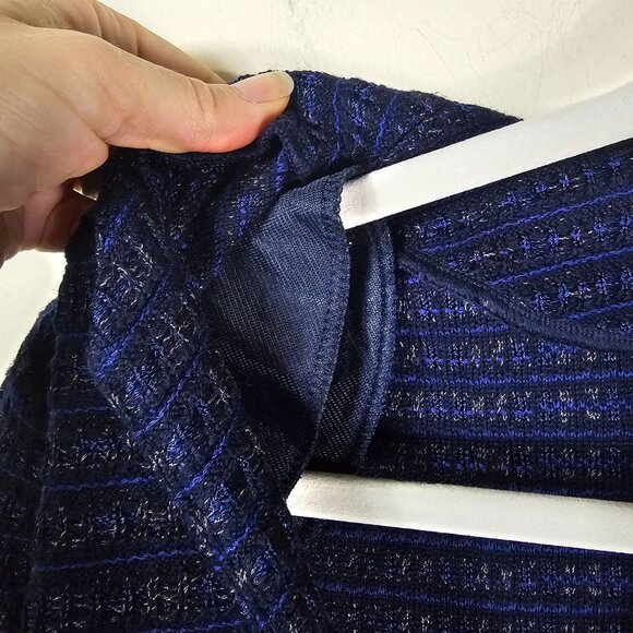 St. John Santana Knit Tweed Jacket Sz 16 Leather Pockets Office Formal Old Money - Picture 7 of 12